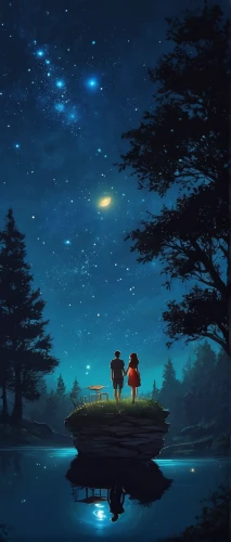 stargazing,the moon and the stars,night scene,fireflies,romantic scene,starry sky,night stars,travelers,falling stars,night sky,the night sky,astronomers,firefly,the stars,moon and star,moon and star background,romantic night,astronomy,stars and moon,finding,Conceptual Art,Fantasy,Fantasy 14