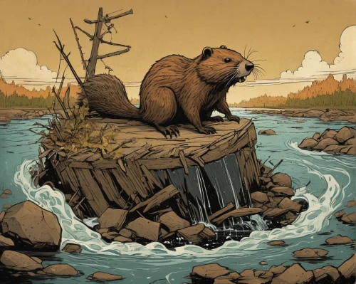 beaver,nutria,beavers,beaver rat,otters,nutria-young,muskrat,north american river otter,otter,bear guardian,kodiak bear,sea otter,groundhog,bear kamchatka,little bear,brown bears,brown bear,perched on a log,anthropomorphized animals,otter baby,Illustration,Children,Children 04