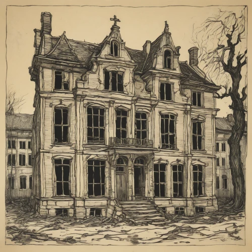 house hevelius,house drawing,chateau,bethlen castle,hotel de cluny,château,braque du bourbonnais,lithograph,dunrobin,almshouse,partiture,manor,july 1888,encarte,manor house,dürer house,würzburg residence,menger,fontainebleau,witch's house,Art,Artistic Painting,Artistic Painting 03