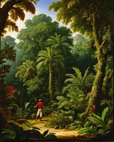 robert duncanson,forest landscape,tropical and subtropical coniferous forests,tropical jungle,dominica,garden of eden,hunting scene,jamaica,palm pasture,rainforest,dominican republic,tropical tree,palm forest,costa rica,forest workers,palm field,palm oil,royal palms,haiti,rain forest,Art,Classical Oil Painting,Classical Oil Painting 29