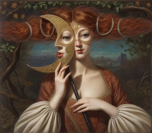 lyre,faun,fantasy portrait,cosmetic brush,woman holding pie,woman eating apple,mystical portrait of a girl,sagittarius,harp player,taurus,dryad,portrait of a girl,faerie,fae,capricorn,horn of amaltheia,the enchantress,virgo,venetian mask,faery,Common,Common,Natural