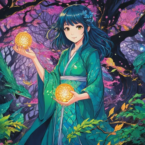 hinata,lantern,mukimono,meteora,lanterns,yuzu,kimono,mid-autumn festival,green apple,fruit blossoms,mandarin sundae,flora,citrus plant,camellia,asian green oranges,green apples,satsuma,throwing leaves,lunar,tangerine tree,Illustration,Japanese style,Japanese Style 04