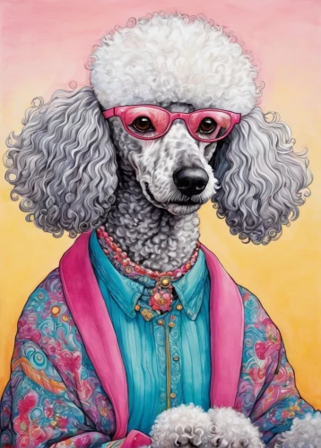 standard poodle,bichon frisé,miniature poodle,poodle,spanish water dog,bichon,pet portrait,poodle crossbreed,toy poodle,cockapoo,bedlington terrier,american water spaniel,lagotto romagnolo,dog illustration,selkirk rex,portuguese water dog,schnoodle,dog drawing,shih-poo,color dogs,Illustration,Abstract Fantasy,Abstract Fantasy 04