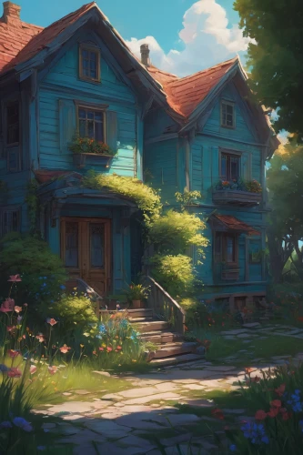 summer cottage,old home,little house,homestead,lonely house,summer evening,cottage,apartment house,dandelion hall,wooden house,wooden houses,house in the forest,small house,witch's house,home landscape,ancient house,spring garden,old house,house painting,summer meadow,Conceptual Art,Fantasy,Fantasy 14