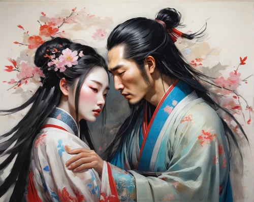 chinese art,korean culture,japanese art,young couple,romantic portrait,oriental painting,yi sun sin,taiwanese opera,beautiful couple,kimjongilia,inner mongolian beauty,luo han guo,love couple,asian culture,korean drama,lover's grief,korean history,bird couple,dancing couple,choy sum,Conceptual Art,Graffiti Art,Graffiti Art 05