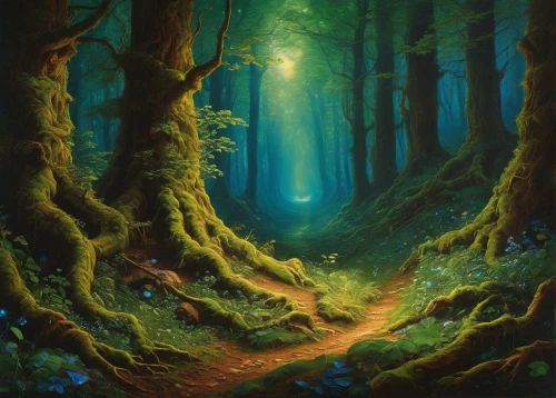forest path,forest landscape,elven forest,green forest,enchanted forest,forest road,fairy forest,forest of dreams,forest glade,holy forest,fairytale forest,the mystical path,forest background,the forest,coniferous forest,forest floor,forest,fir forest,druid grove,hollow way,Art,Classical Oil Painting,Classical Oil Painting 16