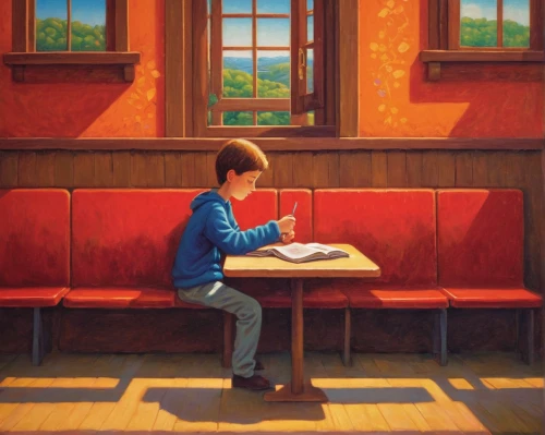 child with a book,children studying,little girl reading,study room,girl studying,writing-book,scholar,study,boy praying,studio ghibli,children drawing,reading,kids illustration,sci fiction illustration,church painting,meticulous painting,reading magnifying glass,child's diary,classroom,lonely child,Illustration,Realistic Fantasy,Realistic Fantasy 26