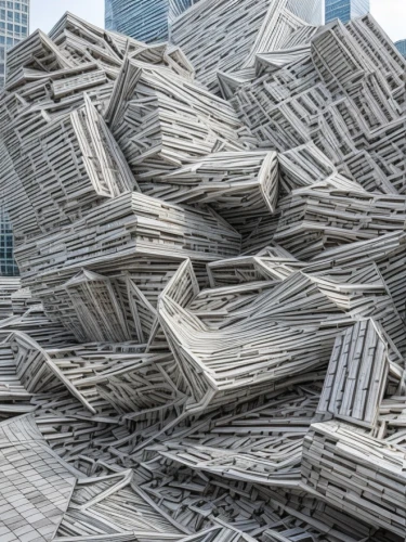 pile of newspapers,metal pile,stack of letters,building materials,stack of paper,corrugated cardboard,commercial paper,waste paper,wastepaper,recycled paper,asbestos,crumpled paper,construction material,rolls of fabric,building rubble,aluminum,packing materials,folded paper,paper shredder,pile of firewood,Architecture,Skyscrapers,Modern,Andalusian Renaissance