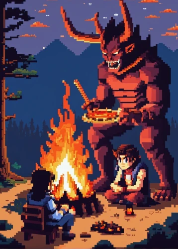 campfire,campfires,pixel art,fire mountain,firepit,camp fire,barbeque,fire in the mountains,barbecue,bbq,firebrat,game art,burned mount,game illustration,log fire,cauldron,fire pit,fire land,nördlinger ries,campsite,Unique,Pixel,Pixel 01