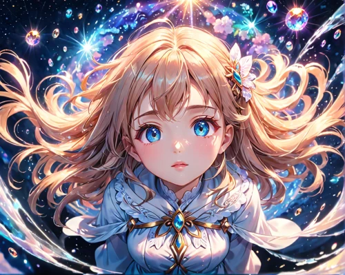 violet evergarden,tsumugi kotobuki k-on,azure,starry sky,starry,blue heart,luminous,fairy galaxy,falling star,celestial,starlight,constellation unicorn,libra,star sky,radiant,alice,falling stars,tiara,umiuchiwa,sapphire,Anime,Anime,General