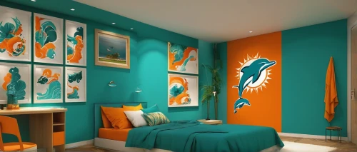 teal and orange,great room,boy's room picture,dolphin background,sports wall,sleeping room,modern decor,children's bedroom,interior design,interior decoration,wall paint,dolphins,aquarium decor,wade rooms,wall decoration,wall decor,kids room,room newborn,baby room,modern room,Art,Classical Oil Painting,Classical Oil Painting 06