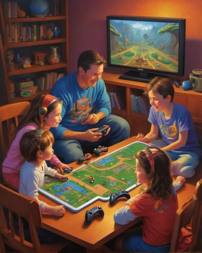 indoor games and sports,game room,board game,playing room,children's room,children learning,settlers of catan,game illustration,tabletop game,role playing game,game consoles,children studying,recreation room,computer game,kids room,video gaming,strategy video game,portable electronic game,playmat,gamer zone,Illustration,Realistic Fantasy,Realistic Fantasy 18