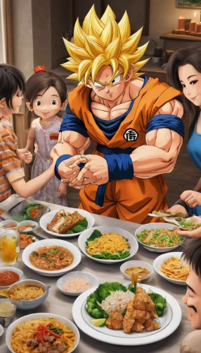 thanksgiving background,son goku,feast noodles,family dinner,dragon ball z,dragon ball,dragonball,takikomi gohan,goku,feast,thanksgiving dinner,diverse family,family gathering,meal  ready-to-eat,super food,family reunion,enjoy the meal,food table,last supper,happy father's day,Art,Classical Oil Painting,Classical Oil Painting 04