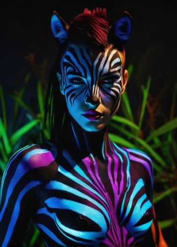 neon body painting,tiger png,bodypainting,bodypaint,body painting,zebra,tiger,diamond zebra,asian tiger,black light,a tiger,face paint,tigers,bengal tiger,world digital painting,light paint,zebra rosa,body art,tigerle,indri,Photography,Artistic Photography,Artistic Photography 10