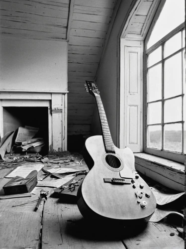 music instruments on table,music instruments,classical guitar,guitar easel,string instruments,abandoned room,acoustic guitar,stringed instrument,plucked string instruments,musical instruments,guitar,instruments,acoustic-electric guitar,acoustics,the guitar,guitars,luthier,violone,playing room,plucked string instrument,Photography,Black and white photography,Black and White Photography 06