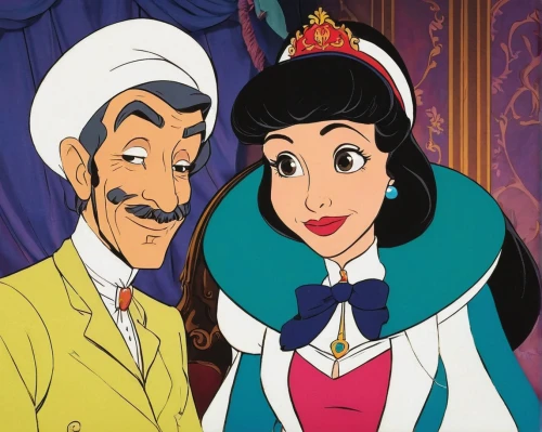 the emperor's mustache,aladin,aladdin,aladha,lupin,pilaf,jasmine,walt disney,couple goal,as a couple,prince and princess,princess sofia,lily of the nile,husband and wife,man and wife,disney,disney character,two people,euro disney,old couple,Illustration,Children,Children 01