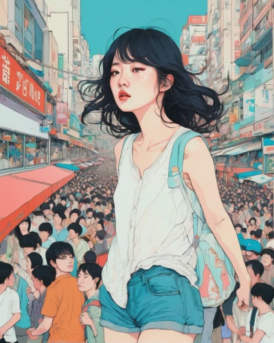 shibuya crossing,taipei,shibuya,girl with speech bubble,hong,crowds,hk,hong kong,busan,shanghai,seoul,world digital painting,chinatown,tokyo,tokyo city,hanoi,osaka,colorful city,apgujeong,白斩鸡,Illustration,Paper based,Paper Based 19