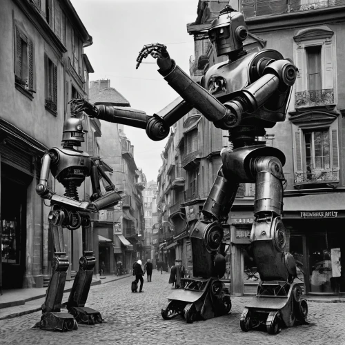 robot combat,robots,minibot,droids,streampunk,robot,tin toys,bot training,robotics,cybernetics,military robot,science-fiction,robotic,french tourists,street performance,bot,vintage children,robot in space,bruges fighters,french culture,Photography,Black and white photography,Black and White Photography 15