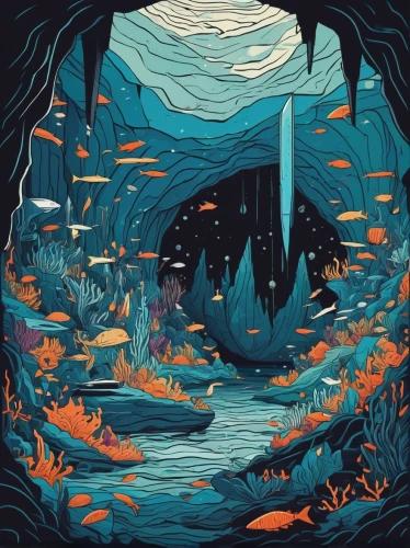 koi pond,ocean floor,lagoon,forest fish,aquarium,cave on the water,underwater landscape,deep sea,under the sea,underground lake,underwater oasis,under the water,undersea,underwater background,wishing well,sea cave,fishes,fish in water,blue cave,aquatic,Illustration,Vector,Vector 06