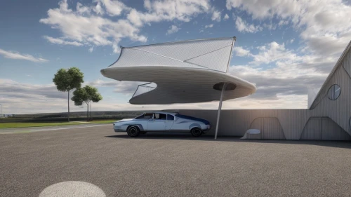 cubic house,3d rendering,futuristic art museum,modern house,cube house,folding roof,hangar,futuristic architecture,drive-in theater,modern architecture,render,garage,underground garage,car showroom,cube stilt houses,inverted cottage,archidaily,garage door,sky space concept,mobile home,Common,Common,Natural
