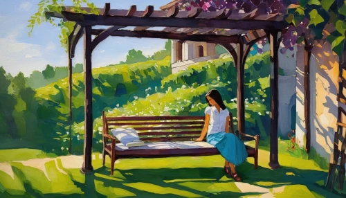 girl in the garden,girl picking flowers,garden swing,girl with dog,girl picking apples,girl and boy outdoor,garden bench,girl lying on the grass,summer day,church painting,in the garden,vietnamese woman,girl praying,girl in a long,idyll,girl sitting,woman playing,oil painting,pergola,girl in a long dress,Illustration,Abstract Fantasy,Abstract Fantasy 07
