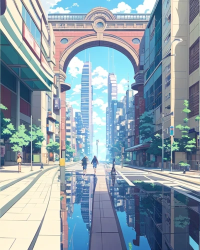 violet evergarden,studio ghibli,tokyo city,tokyo,honolulu,osaka,kyoto,panoramical,odaiba,city gate,aqua studio,shinjuku,virtual landscape,tsumugi kotobuki k-on,cityscape,薄雲,gateway,芦ﾉ湖,city trans,travel poster,Common,Common,Japanese Manga