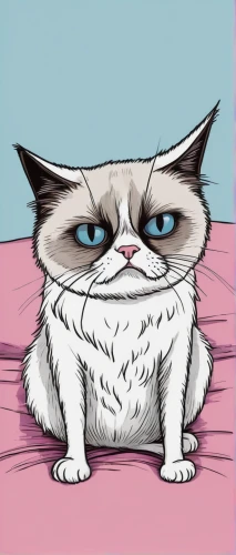 birman,grumpy,cat cartoon,cat vector,cartoon cat,cat with blue eyes,disapprove,blue eyes cat,my clipart,siamese cat,cat in bed,scottish fold,siamese,angry,cat drawings,drawing cat,breed cat,cat image,domestic long-haired cat,pink cat,Illustration,Children,Children 06