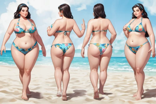 one-piece swimsuit,beach background,plus-size,plus-size model,two piece swimwear,advertising figure,weight loss,beach scenery,swimwear,world digital painting,plus-sized,kim,slimming,cutouts,the beach fixing,beach sports,figure group,summer background,cellulite,one-piece garment,Unique,Design,Character Design