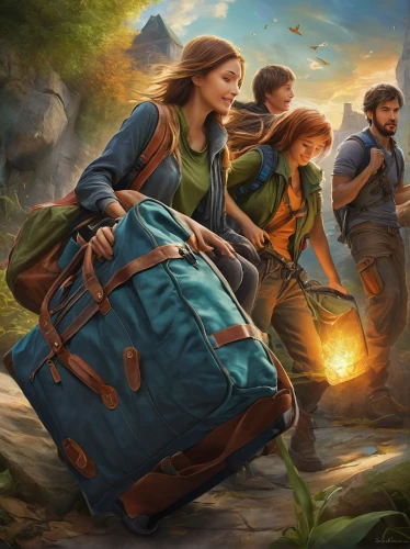 travelers,pathfinders,backpacking,game illustration,digital nomads,adventurer,raft guide,backpacker,farm pack,traveler,hikers,scouts,cg artwork,campers,adventure game,forest workers,messenger bag,villagers,baggage,nomads,Conceptual Art,Daily,Daily 32