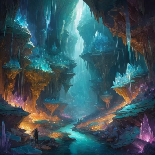 fantasy landscape,blue cave,blue caves,the blue caves,ice cave,cave,cave tour,chasm,sea caves,glacier cave,cave on the water,fantasy picture,pit cave,dungeons,lava cave,sea cave,fantasy art,elven forest,karst landscape,fairy world,Conceptual Art,Fantasy,Fantasy 18