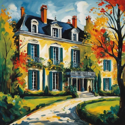 house painting,home landscape,country house,chateau,woman house,bendemeer estates,fall landscape,autumn landscape,partiture,houses clipart,dunrobin,villa,country estate,cottage,private house,château,french windows,art painting,summer cottage,country cottage,Art,Artistic Painting,Artistic Painting 37