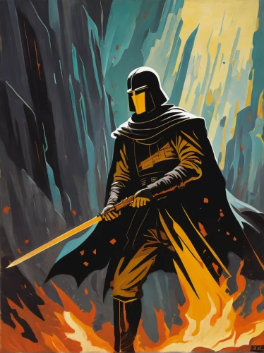 defense,cleanup,aa,iron mask hero,destroy,doctor doom,paladin,knight,yellow and black,aaa,steel helmet,patrol,game illustration,vector art,twitch icon,knight armor,yellow hammer,shredder,ranger,scythe,Art,Artistic Painting,Artistic Painting 27