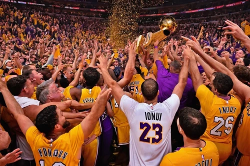 the hive,purple and gold,champions,mamba,the hand with the cup,confetti,warriors,celebration,celebrate,sweep,victory,the cup,the fan's background,nba,swarm,championship,thanos,gold and purple,champion,celebrating,Photography,Documentary Photography,Documentary Photography 32