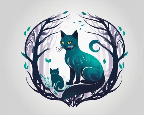 cat vector,cats in tree,hollyleaf cherry,teal digital background,cat on a blue background,cat frame,fairy tale icons,vector illustration,two cats,capricorn kitz,felines,feral cat,cat doodles,digital illustration,cat paw mist,growth icon,felidae,wreath vector,cat lovers,gray cat,Unique,Design,Logo Design