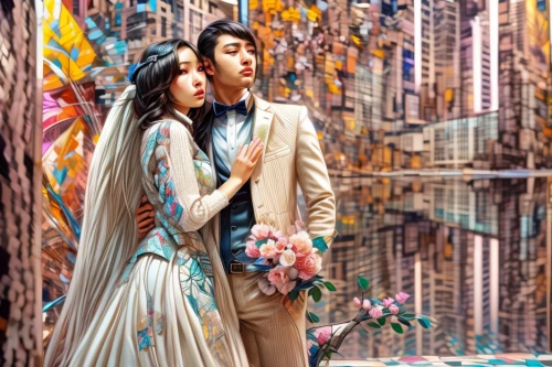 wedding couple,taiwanese opera,golden weddings,kimjongilia,vintage man and woman,orientalism,korean drama,korean culture,asian culture,peking opera,ao dai,young couple,wedding photo,asian costume,chinese art,pre-wedding photo shoot,beautiful couple,love couple,oriental painting,wedding photography