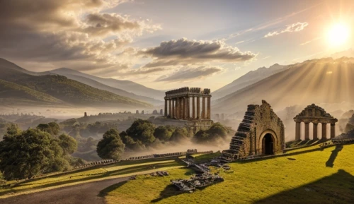 scotland,scottish highlands,scottish folly,the ruins of the,the ancient world,the pillar of light,celtic woman,unesco world heritage,scottish,edinburgh,incas,ancient greek temple,scotsman,greek temple,celtic cross,fantasy picture,north of scotland,summer solstice,highlands,world heritage,Realistic,Landscapes,Roman