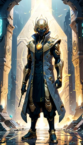 paladin,dark blue and gold,knight armor,magistrate,paysandisia archon,gold wall,foil and gold,templar,crusader,dodge warlock,gold mask,golden mask,armored,the wanderer,high priest,knight,game illustration,kadala,golden sun,mage,Anime,Anime,General