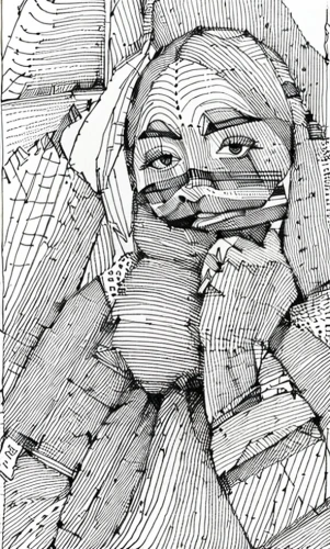 crumpled paper,comic halftone woman,stone drawing,sheet drawing,pen drawing,line drawing,cubism,wireframe,crosshatch,pencil art,line-art,pencil and paper,crumpled,wireframe graphics,camera drawing,distorted,line face,woman on bed,mummified,mono-line line art,Design Sketch,Design Sketch,None