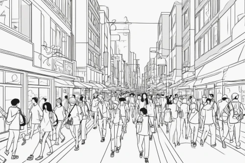 mono-line line art,mono line art,office line art,line drawing,people walking,line-art,summer line art,line draw,arrow line art,animal line art,shopping street,lineart,line art,shibuya crossing,pedestrian zone,vanishing point,fashion street,ginza,urban design,myeongdong,Illustration,Black and White,Black and White 04