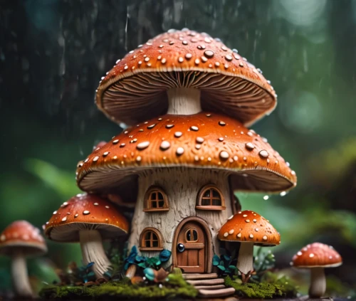 mushroom landscape,fairy house,fairy village,mushroom island,umbrella mushrooms,forest mushroom,miniature house,fairy forest,forest mushrooms,fairy chimney,toadstools,house in the forest,mushrooms,champignon mushroom,club mushroom,brown mushrooms,agaricaceae,mushroom type,fairy stand,fairytale forest,Photography,General,Cinematic