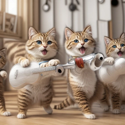 cats playing,kittens,baby cats,vintage cats,cat family,rock band,violin family,oktoberfest cats,musicians,musketeers,small to medium-sized cats,musical ensemble,cats,felines,cat lovers,american shorthair,violinists,cat supply,cute cat,cute animals,Common,Common,Natural