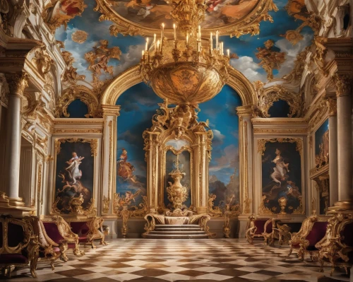 baroque,ornate room,rococo,versailles,sanssouci,royal interior,europe palace,villa cortine palace,louvre,schönbrunn castle,fairy tale castle sigmaringen,moritzburg palace,schleissheim palace,marble palace,hermitage,danish room,neoclassical,fontainebleau,great room,the throne,Art,Classical Oil Painting,Classical Oil Painting 01