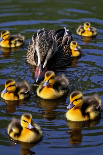 ducklings,duckling,goslings,family outing,young duck duckling,water fowl,duck cub,waterfowl,parents and chicks,in the mother's plumage,water-leaf family,duck meet,harmonious family,rubber ducks,canada geese,caution ducks,duck females,wild ducks,ducks,duck on the water,Illustration,Abstract Fantasy,Abstract Fantasy 21