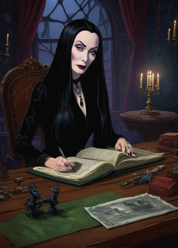vampira,gothic woman,gothic portrait,gothic fashion,goth woman,vampire woman,psychic vampire,dark gothic mood,magic grimoire,jigsaw puzzle,vampire lady,gothic style,game illustration,librarian,gothic,widow,raven,binding contract,dita,bram stoker,Photography,Documentary Photography,Documentary Photography 36