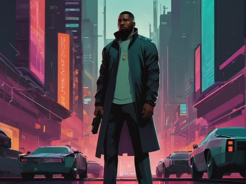 novelist,pedestrian,sci fiction illustration,cyberpunk,a pedestrian,tall man,game illustration,game art,jacket,cg artwork,urban,freelancer,city ​​portrait,overcoat,streets,walking man,standing man,pedestrians,the block,gangstar,Illustration,Vector,Vector 08