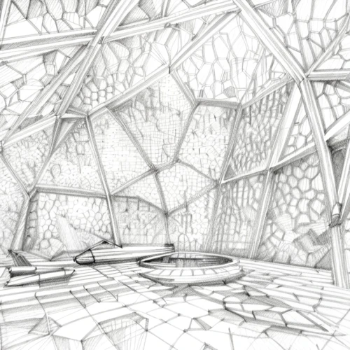 honeycomb structure,wireframe,wireframe graphics,ufo interior,roof structures,building honeycomb,structures,terrarium,frame drawing,greenhouse,panoramical,honeycomb grid,lattice,lattice window,musical dome,roof truss,fractal environment,lattice windows,solar cell base,dome roof,Design Sketch,Design Sketch,Pencil Line Art