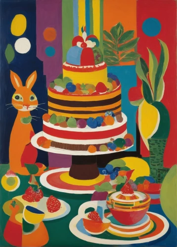 still life with jam and pancakes,food collage,fruit plate,cake stand,fruit cake,cake shop,cake buffet,cassata,cooking book cover,fruit jams,food table,mixed fruit cake,orange cake,hamburger set,party pastries,a cake,fruit pie,tableware,layer cake,food icons,Art,Artistic Painting,Artistic Painting 38