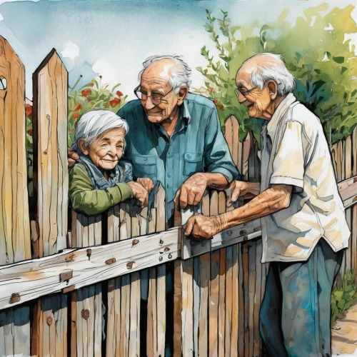 elderly people,care for the elderly,pensioners,grandparents,mother and grandparents,old couple,old age,grandchildren,retirement home,watercolor painting,coloring for adults,arrowroot family,grandparent,family care,old people,elderly,older person,game illustration,elderly person,kids illustration,Illustration,Realistic Fantasy,Realistic Fantasy 23