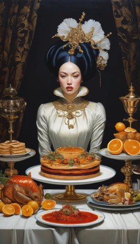 korean royal court cuisine,appetite,woman holding pie,chinese cuisine,chinaware,girl with bread-and-butter,gluttony,chinese restaurant,korean cuisine,korean chinese cuisine,asian cuisine,orientalism,feast,food collage,food table,tureen,chinese art,dim sum,chinese food,hong kong cuisine,Conceptual Art,Daily,Daily 14