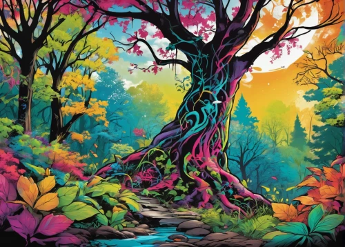 colorful tree of life,fairy forest,watercolor tree,enchanted forest,painted tree,flourishing tree,cartoon forest,fairy world,forest tree,tree grove,magic tree,forest landscape,fairytale forest,tree of life,the roots of trees,forest of dreams,mushroom landscape,forest background,watercolor background,background colorful,Conceptual Art,Graffiti Art,Graffiti Art 09